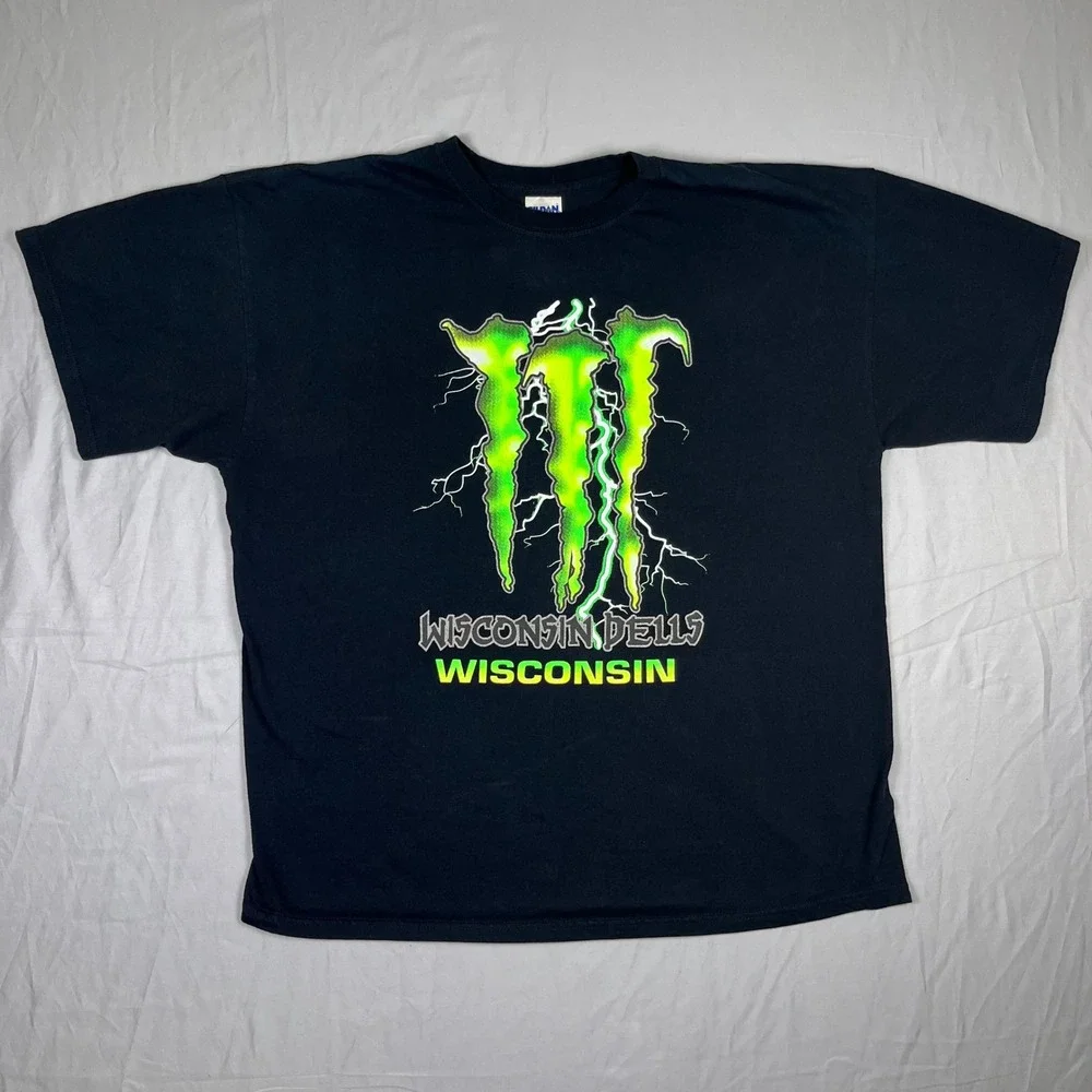 Gildan T-Shirt Mens XL Black Wisconsin Dells Monster Energy Style Tee